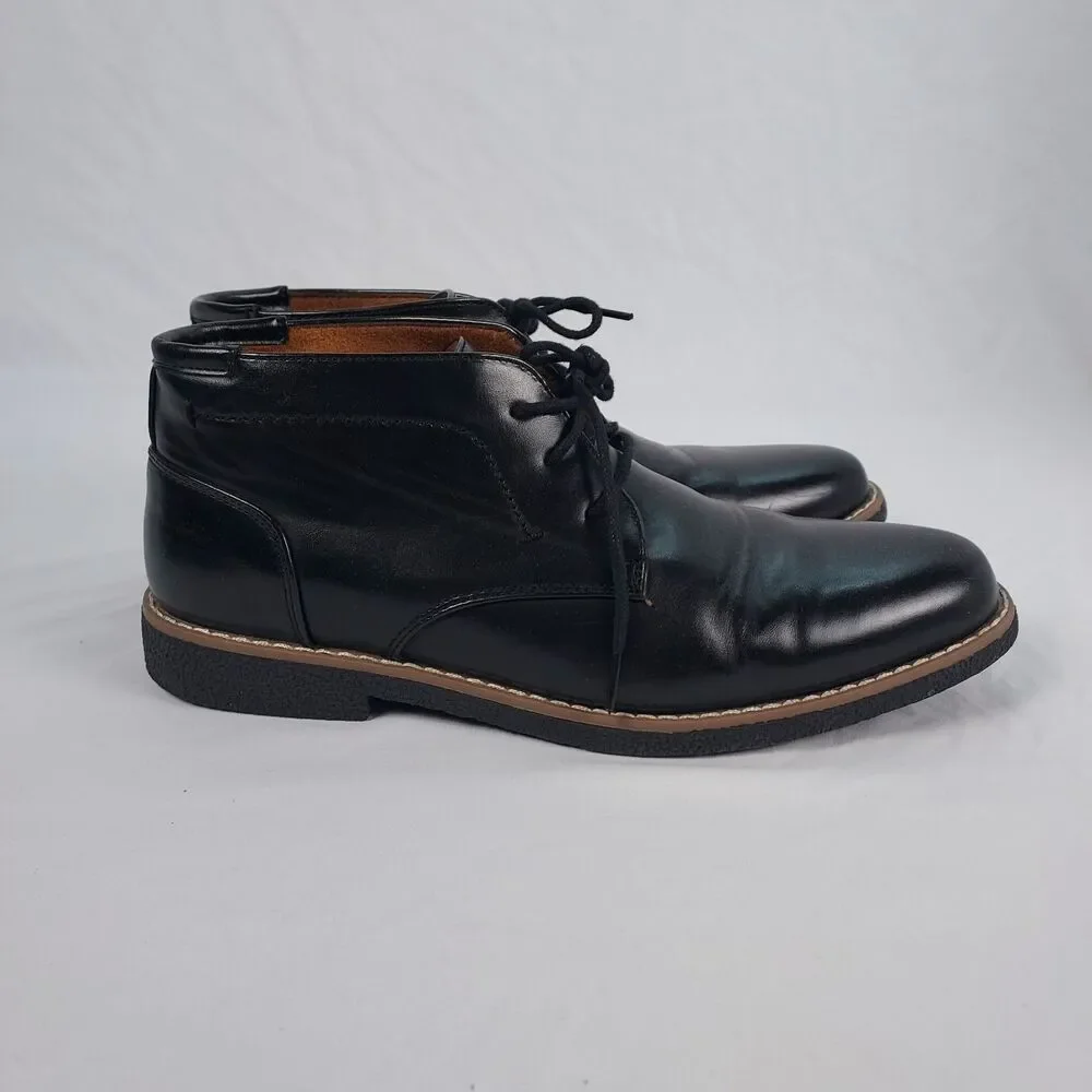 Deer Stags Zeus Chukka Boots Mens 7 Black Leather Lace Up Casual